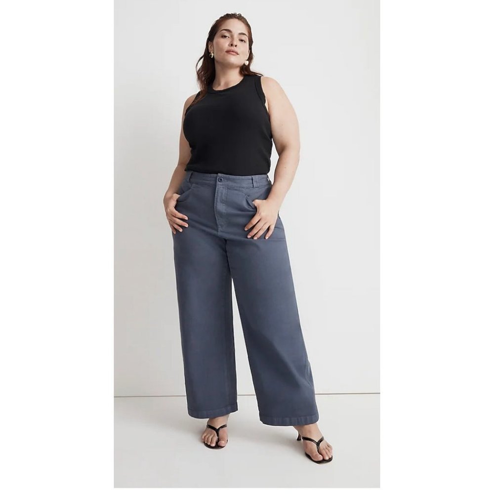 Madewell $98 Plus Emmett 2.0 Wide Leg Pants Nighttime Blue Size 14W NM934